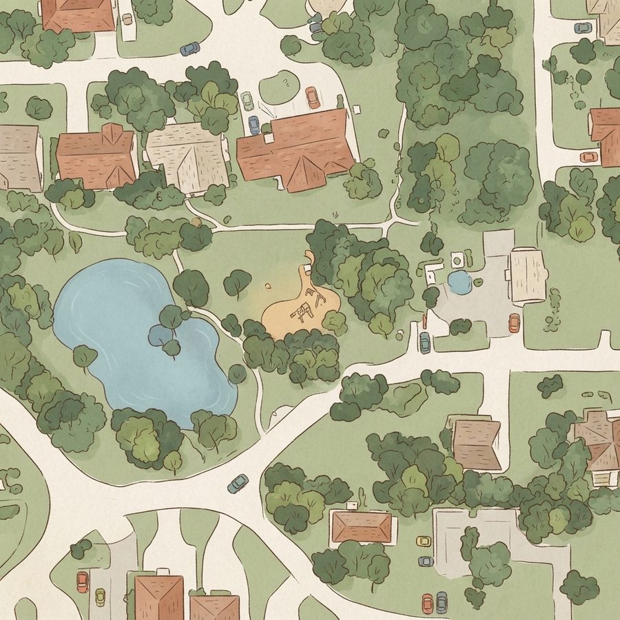 Illustrated map of Bay Oaks Park