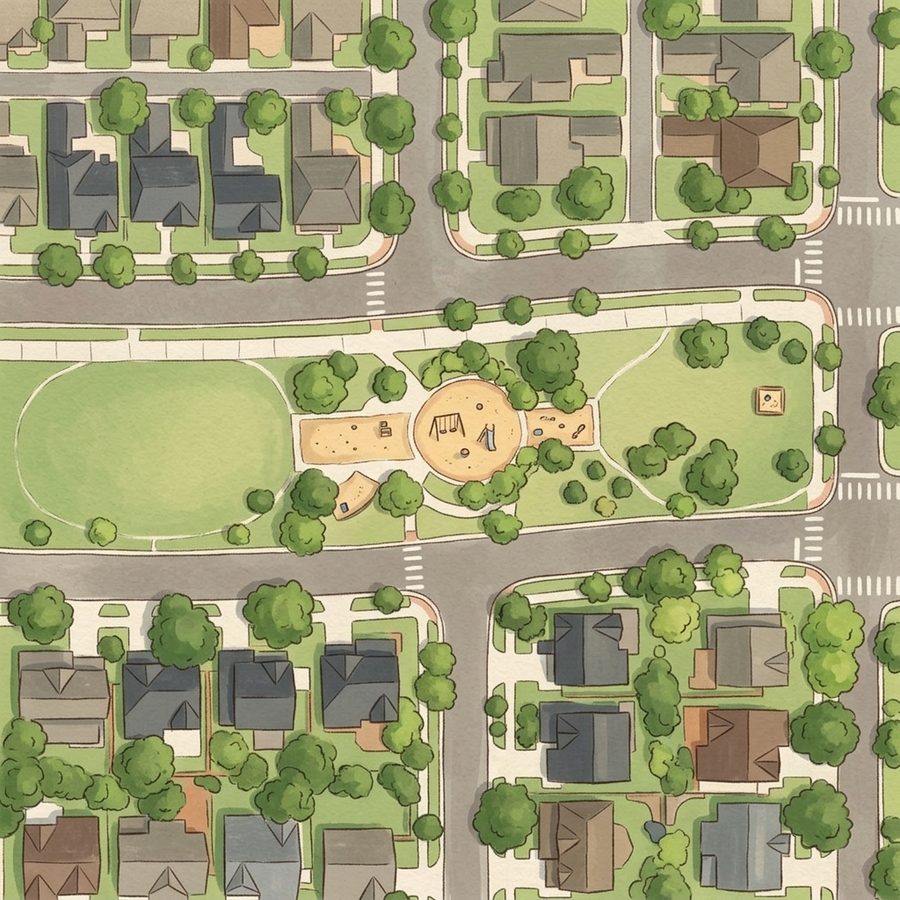 Illustrated map of Bayaud Park