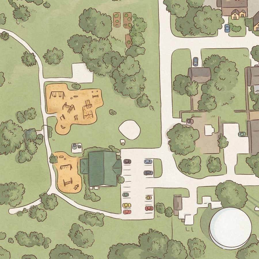 Illustrated map of Bayou Bend Park