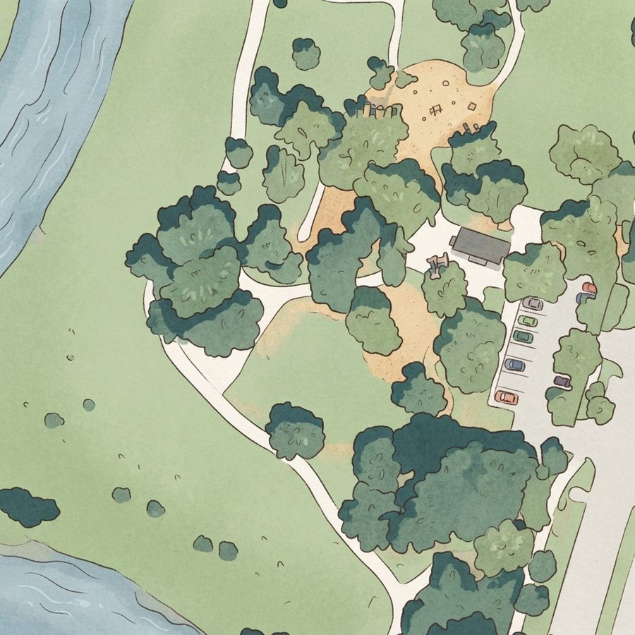 Illustrated map of Bayou Parkland