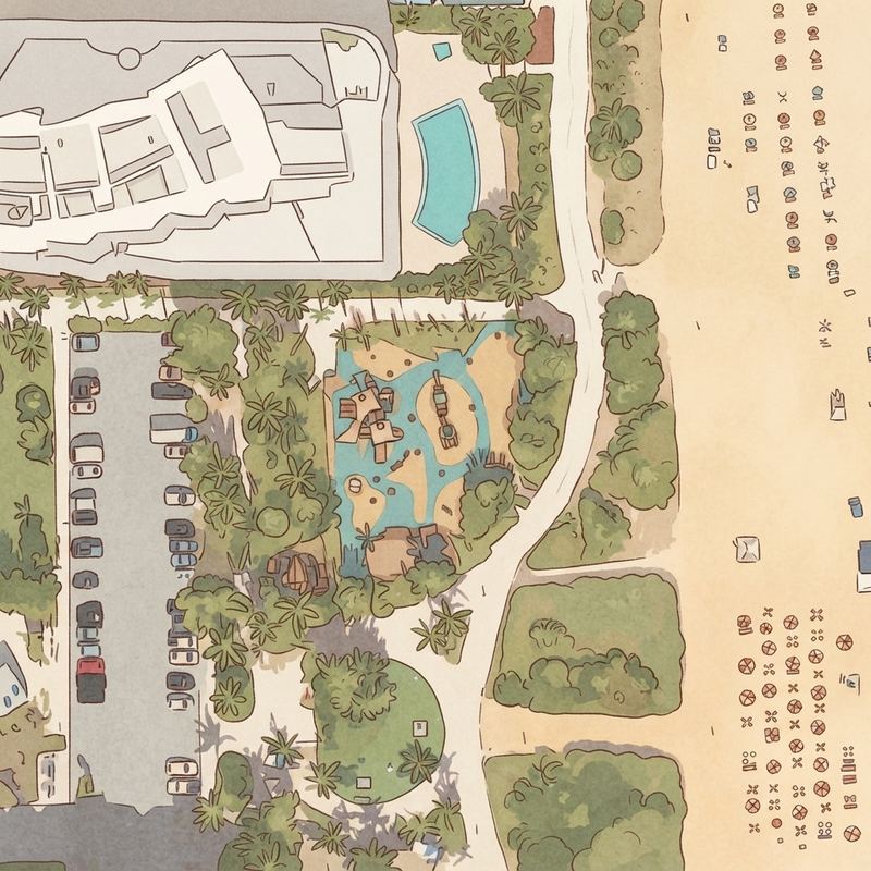 Illustrated map of Beach View Park & Vita Course