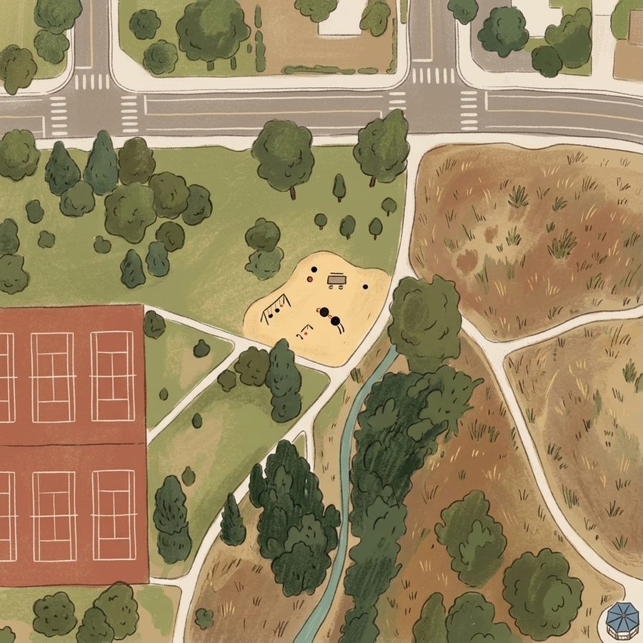 Illustrated map of Bear Valley Park Pickleball Courts