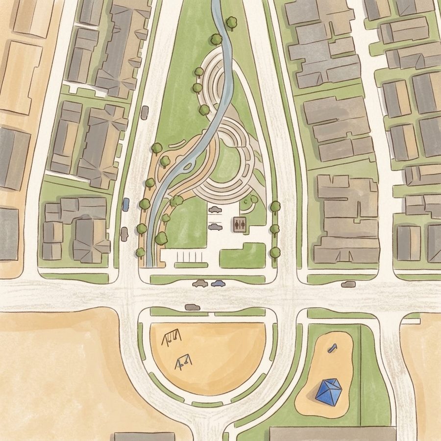 Illustrated map of Beeler Plaza
