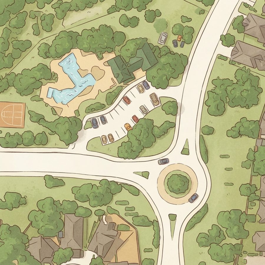 Illustrated map of Bella Vista Community Park & Pool