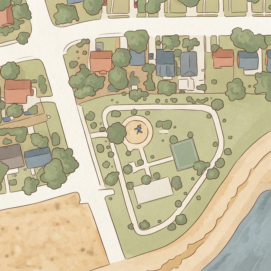Illustrated map of Bellaire park playground