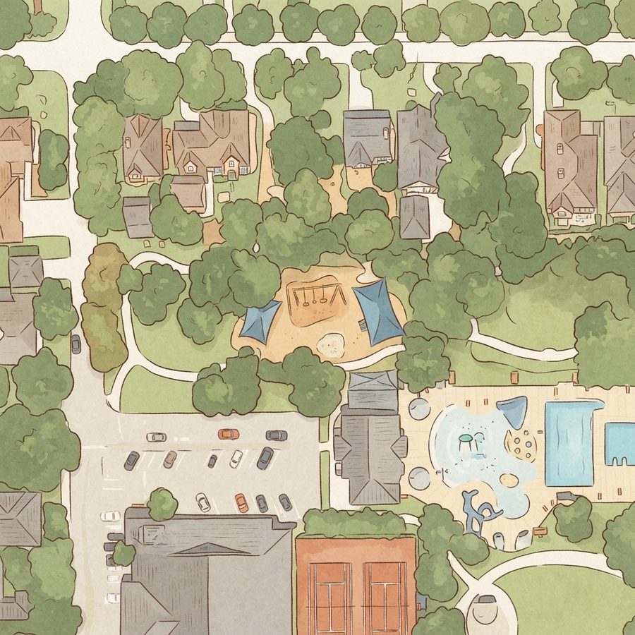 Illustrated map of Bellaire-Zindler Park