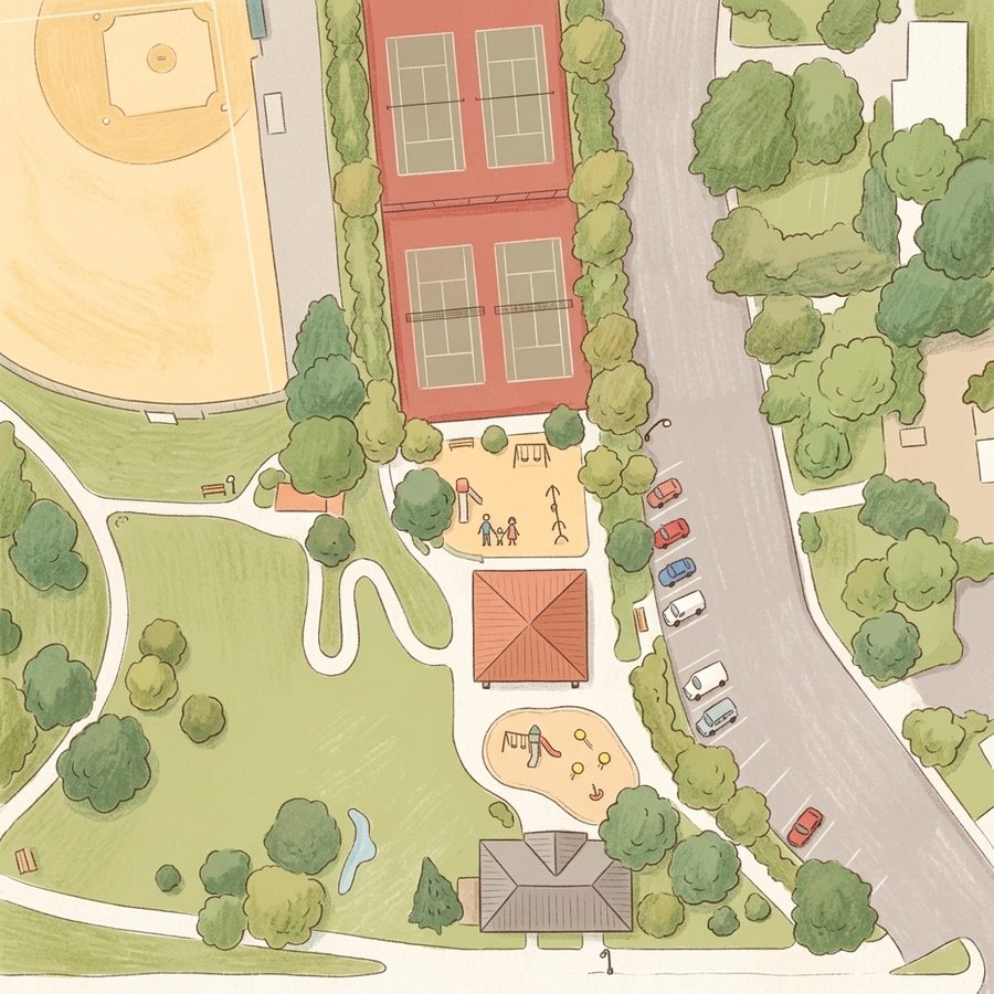 Illustrated map of Belleview Park Playground