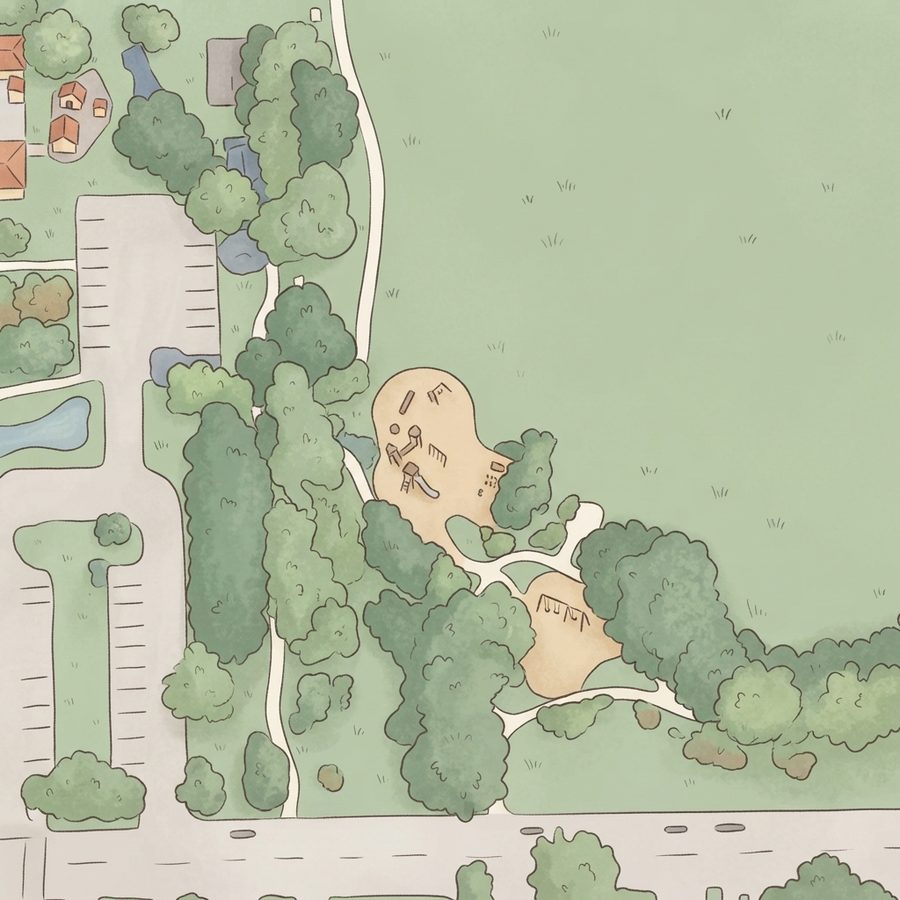 Illustrated map of Bendwood Park