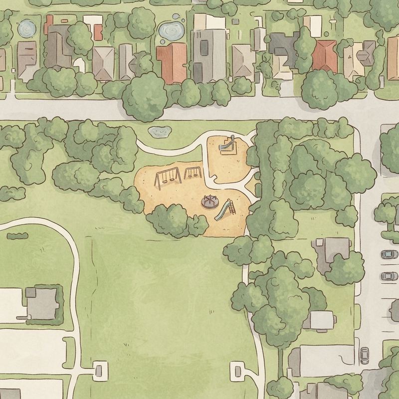 Illustrated map of Benito Juárez Park