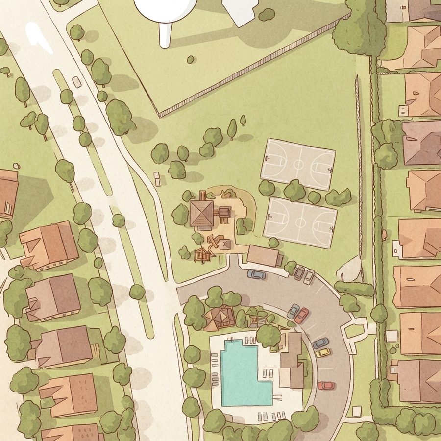 Illustrated map of Bentwood Ranch Park