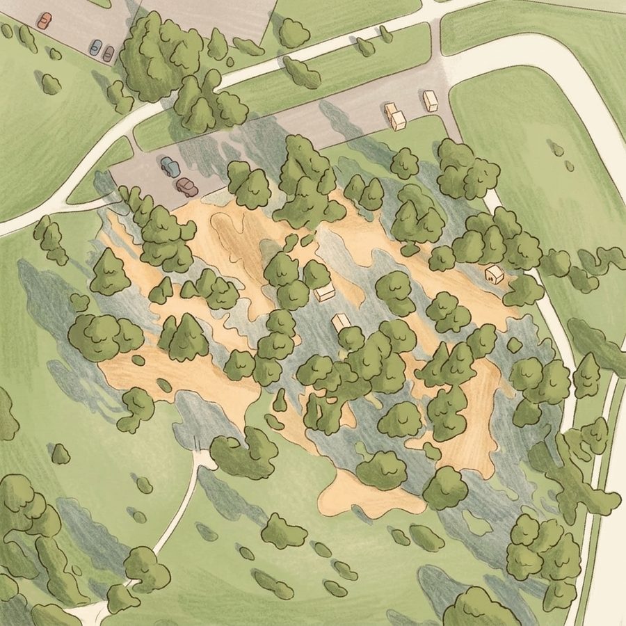 Illustrated map of Bergen Park (Denver Mountain Park)