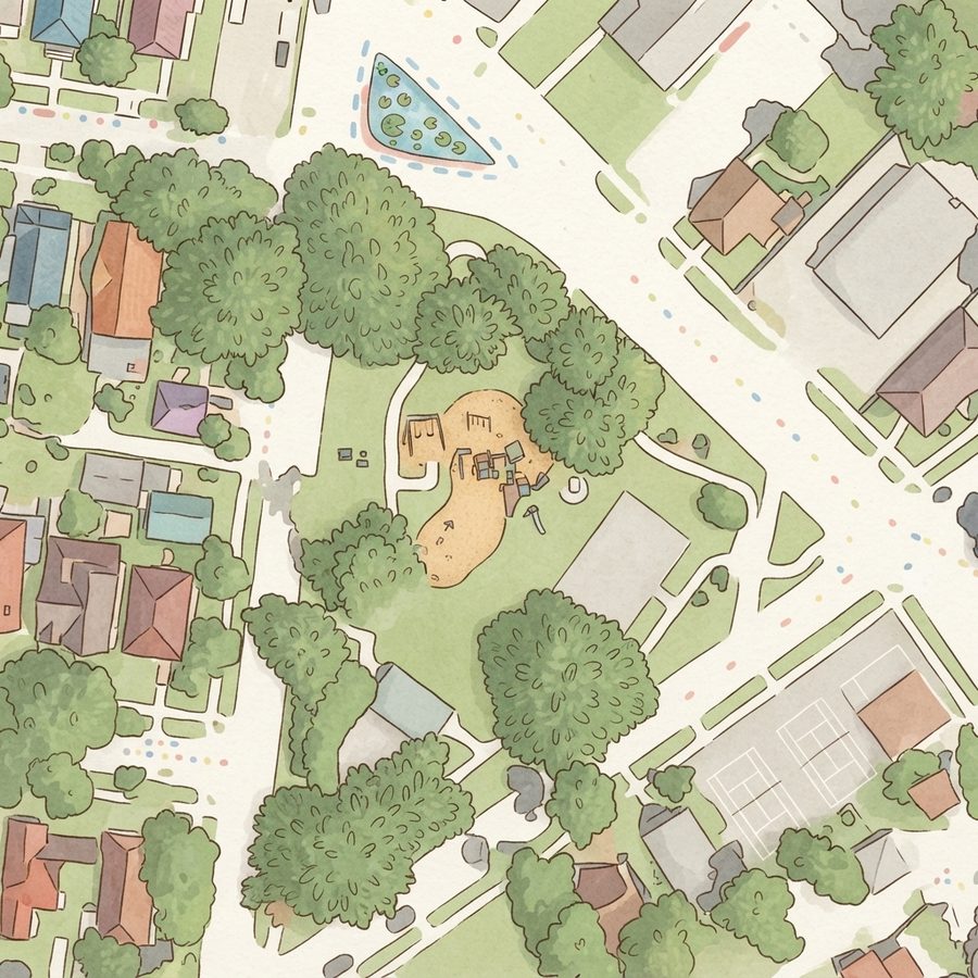 Illustrated map of Bergeron Park