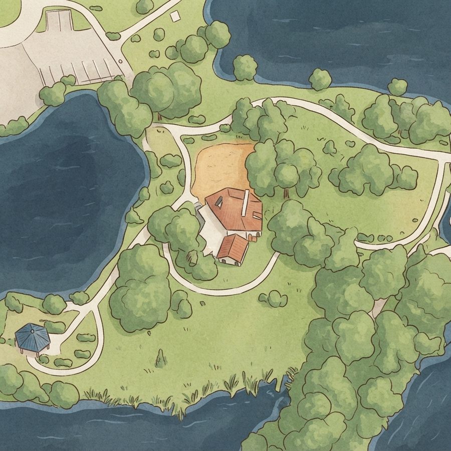 Illustrated map of Bethany Lakes Park