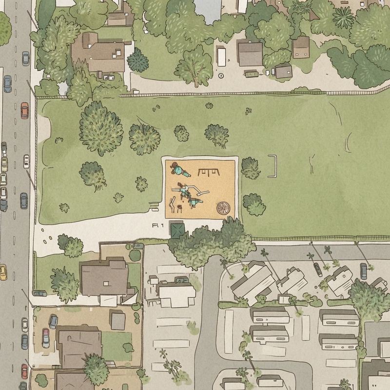 Illustrated map of Beverly Park Playground