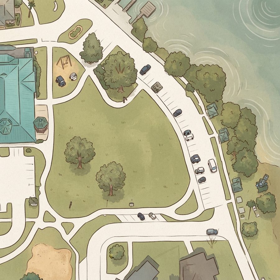 Illustrated map of Bill Breeze Park
