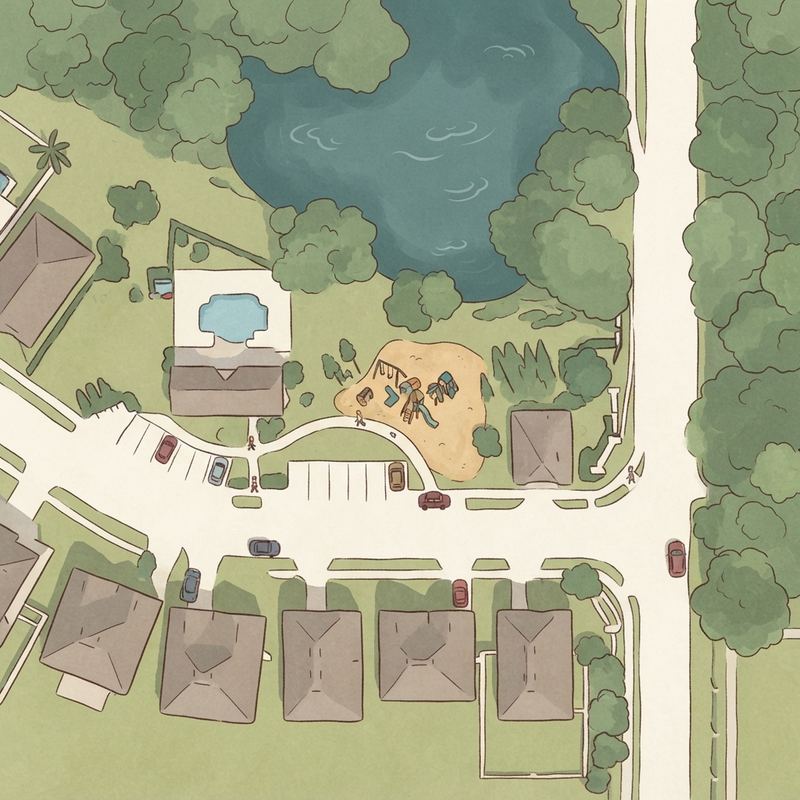 Illustrated map of Bishop Landing Playground
