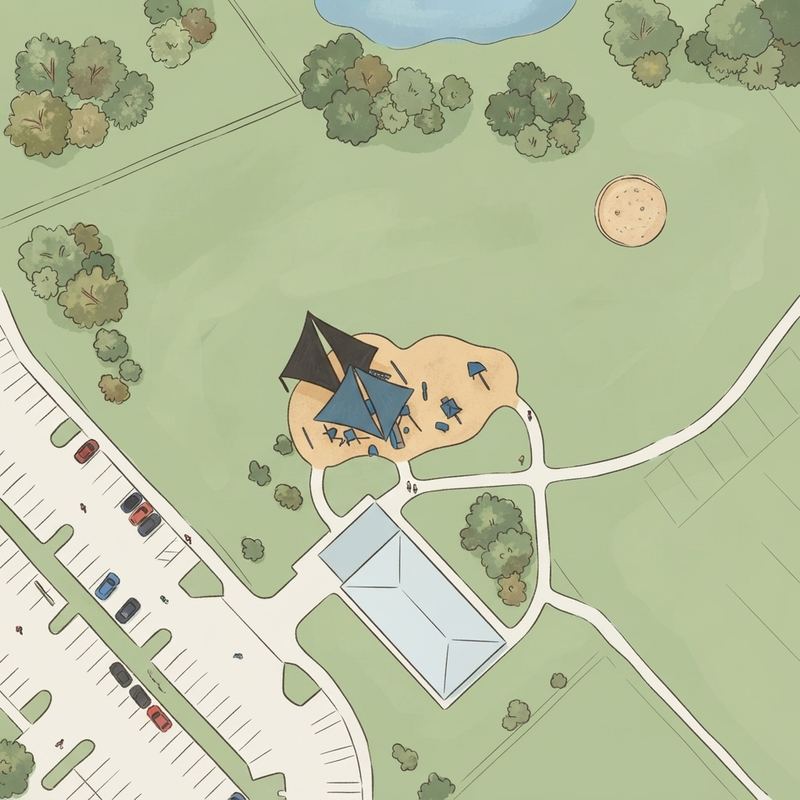 Illustrated map of Bomberos Field Park