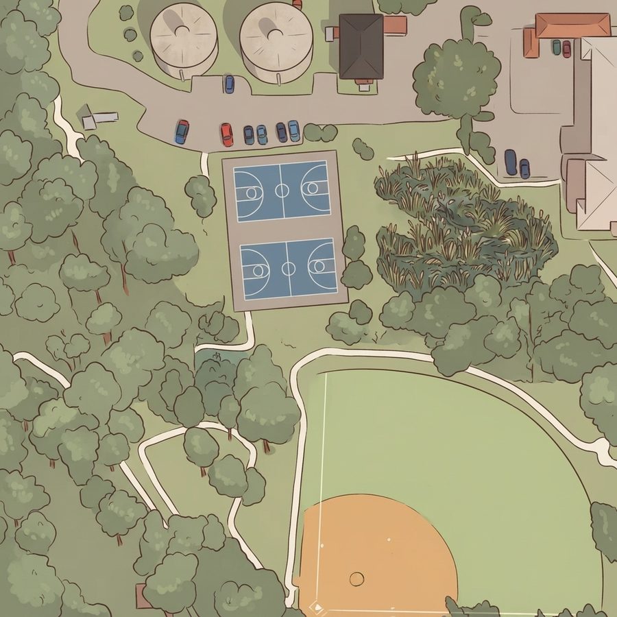 Illustrated map of Boston Hill Park