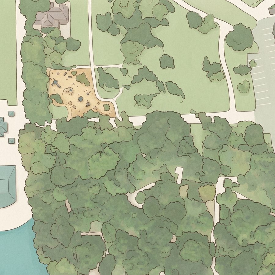 Illustrated map of Boulder Play Area in the PNC ImagiNature Playground