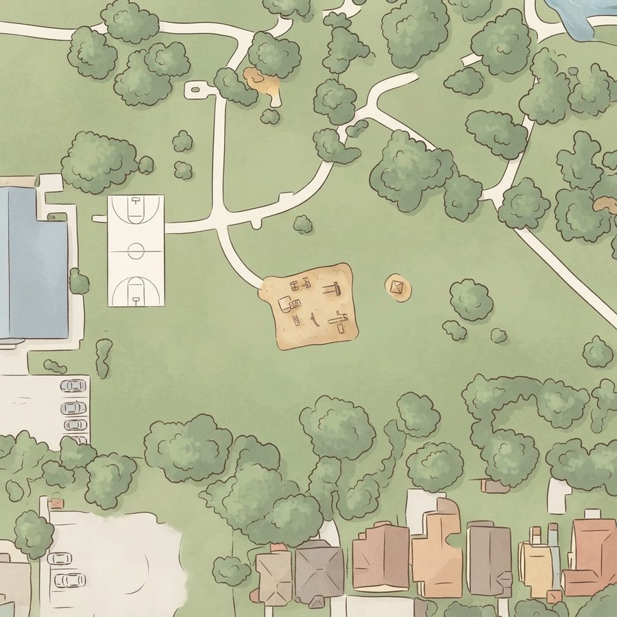 Illustrated map of Boyce-Dorian Park