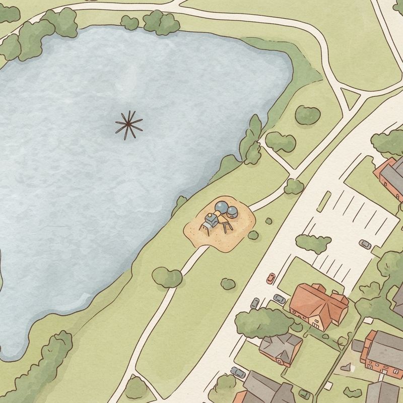 Illustrated map of Bozman Farms Playground / Fishing Pond