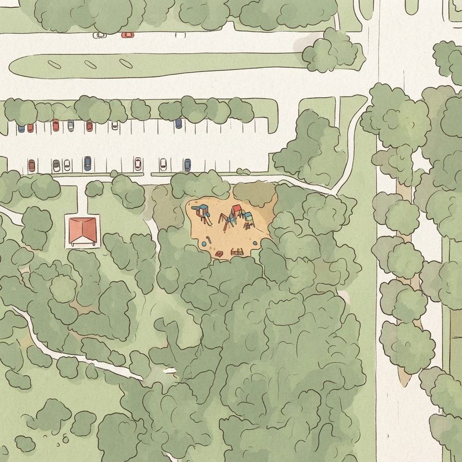 Illustrated map of Brays Bayou Playground