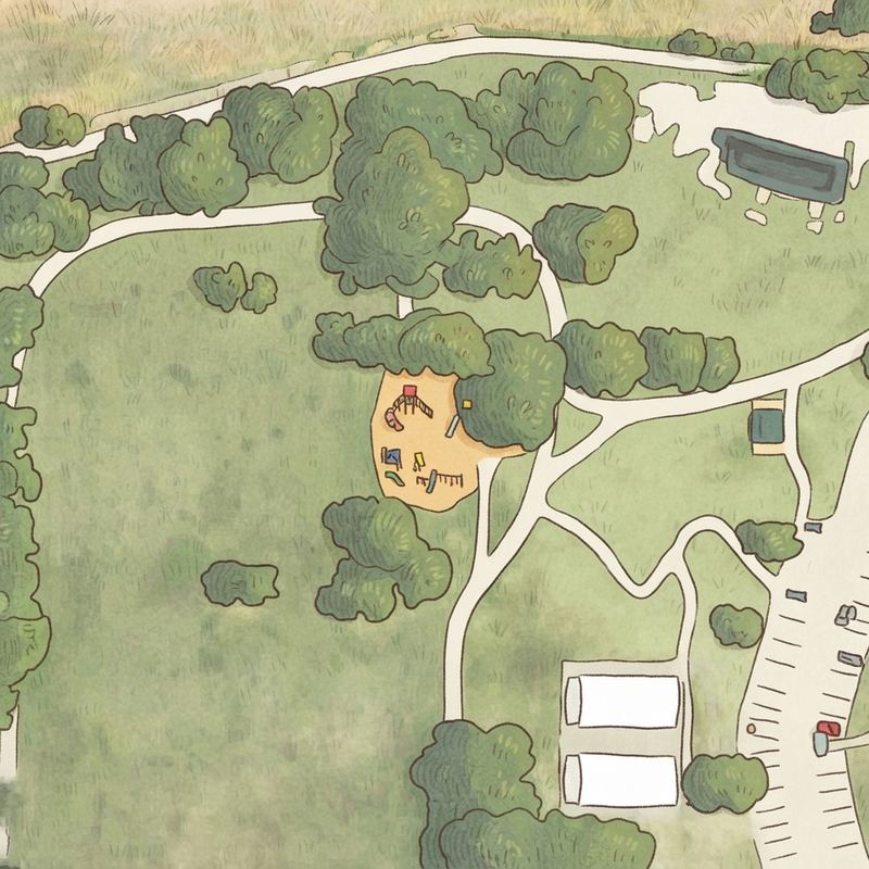 Illustrated map of Breckinridge Disc Golf Park