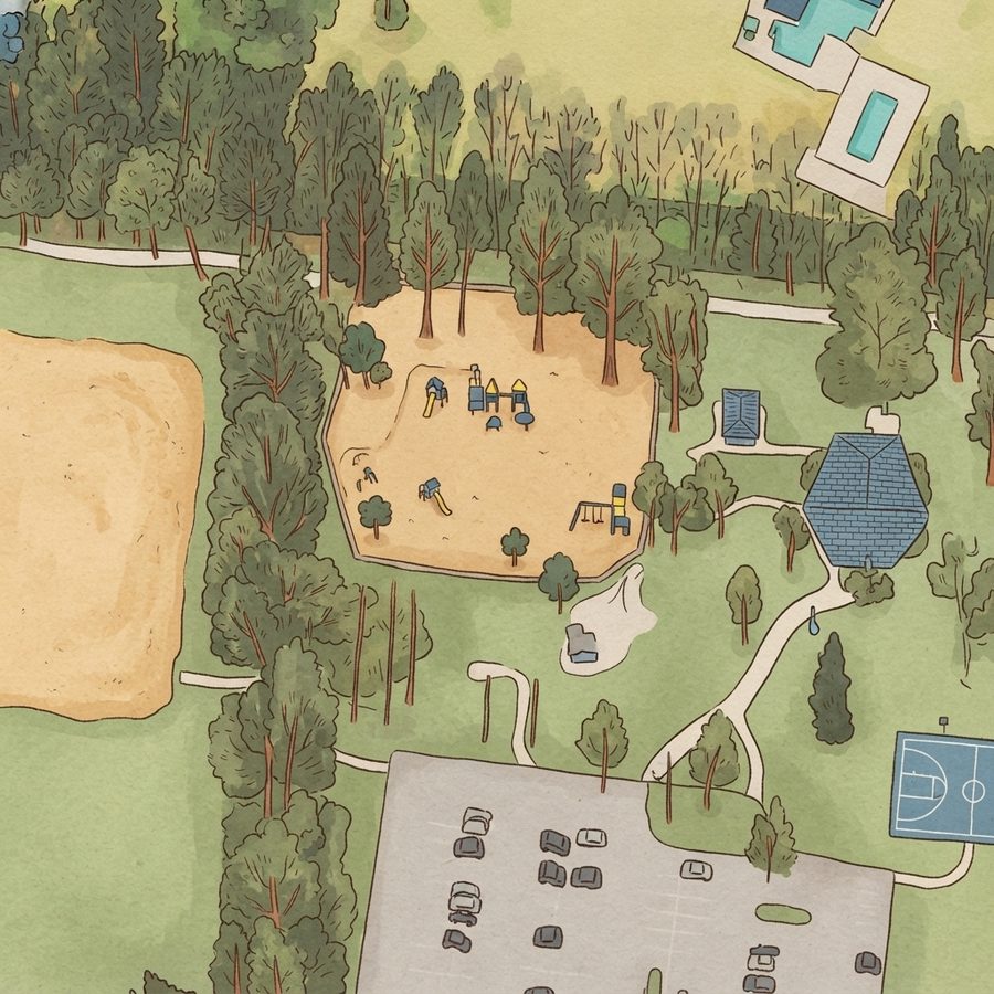 Illustrated map of Brentwood Inclusive Playground