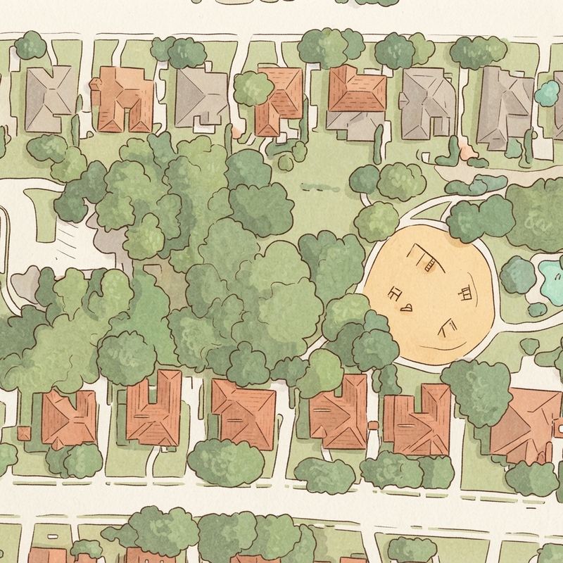 Illustrated map of Brentwood Park