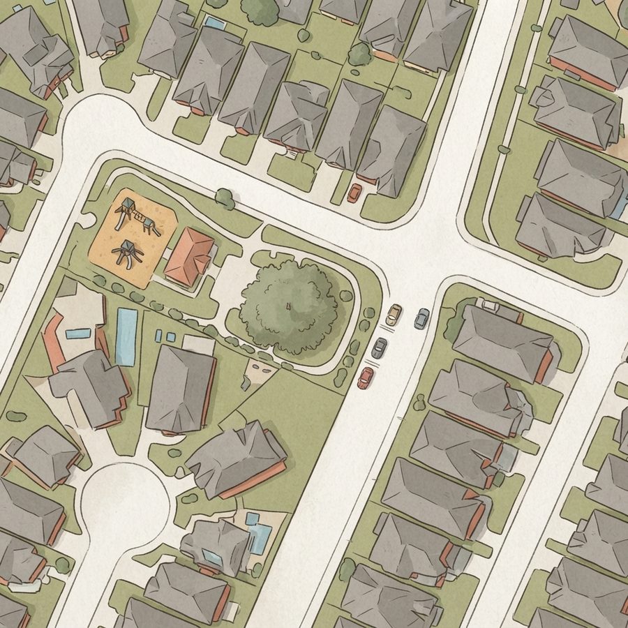 Illustrated map of Bricewood Community Park