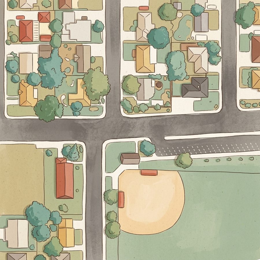 Illustrated map of Brighton Japanese American Association Park