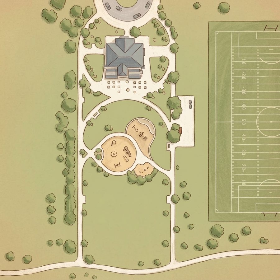 Illustrated map of Broomfield Commons Sports Fields