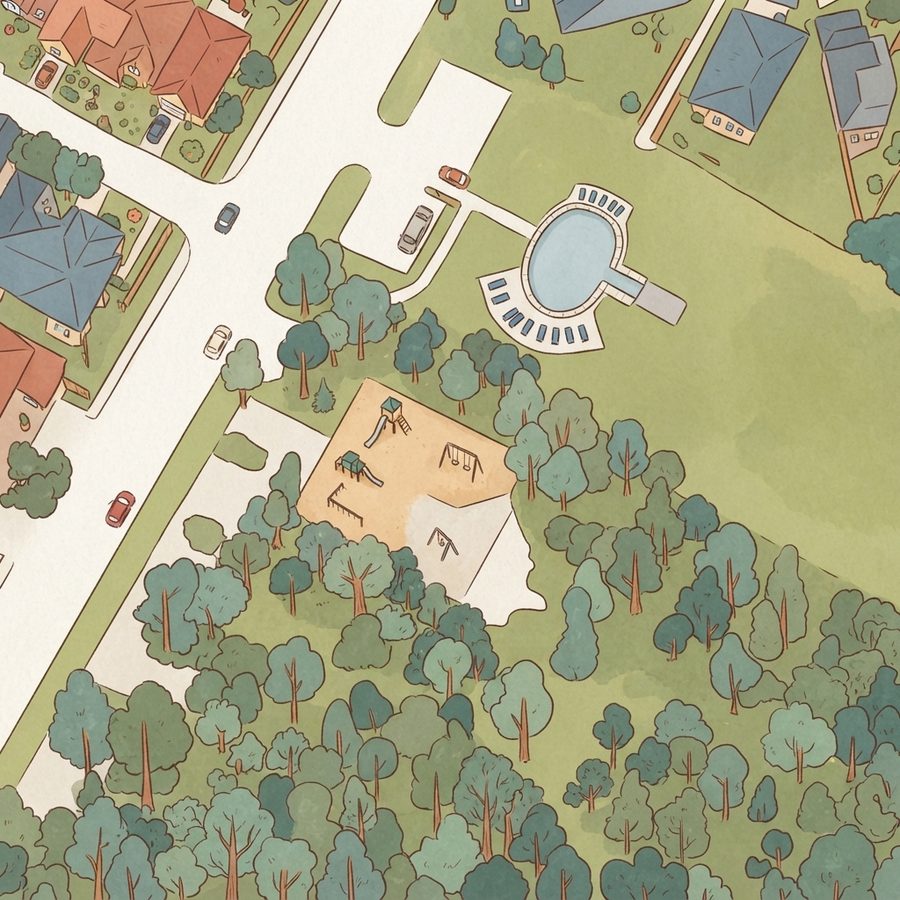 Illustrated map of Brummerhop Park