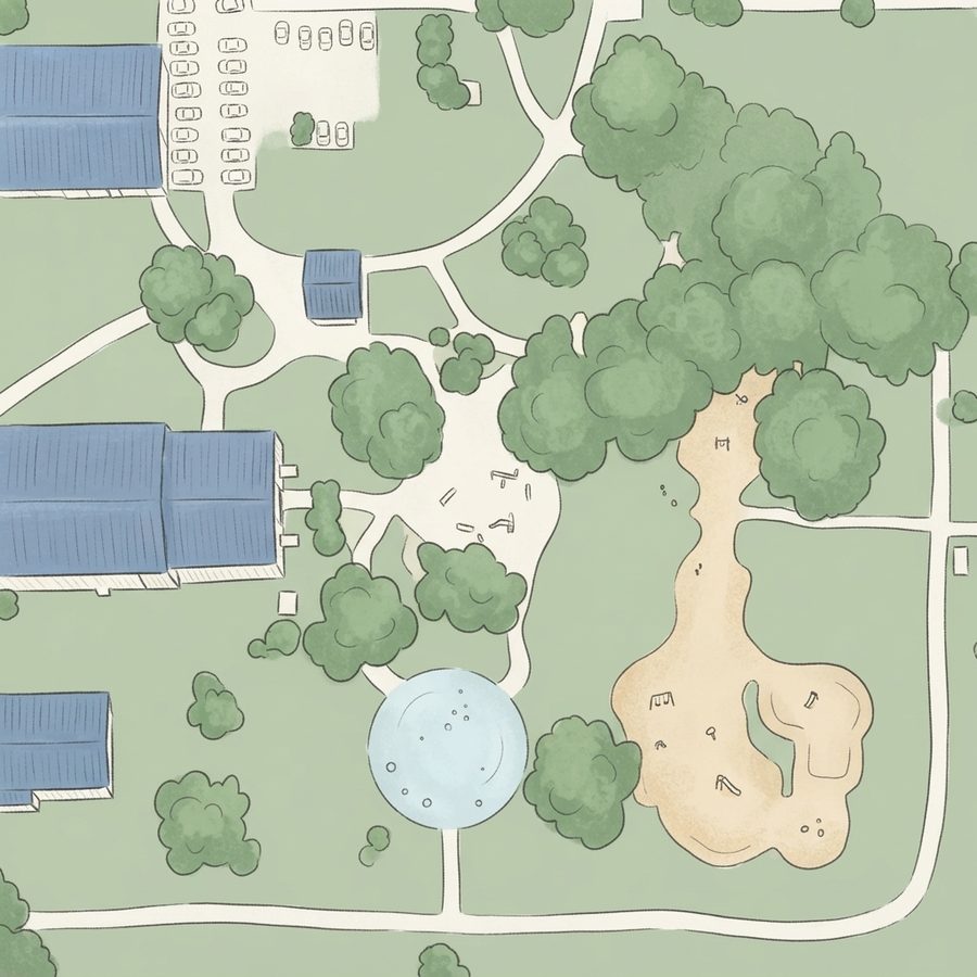 Illustrated map of Burnett Bayland Park