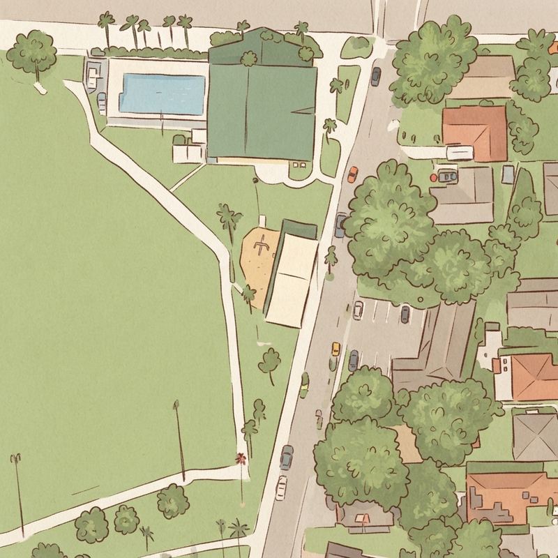 Illustrated map of C W Thomas Park