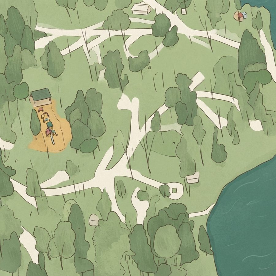 Illustrated map of Cages Bend Recreation Area