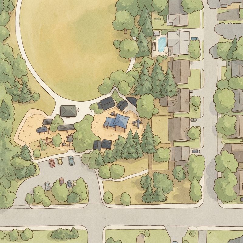 Illustrated map of California Lane Park