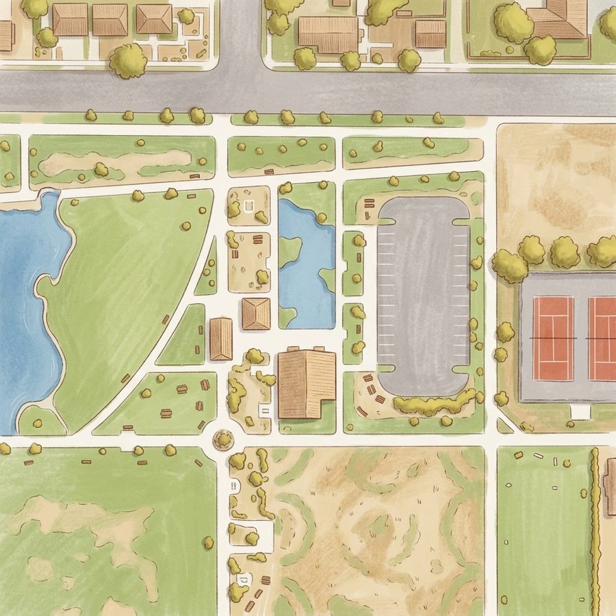Illustrated map of Carmichael Park