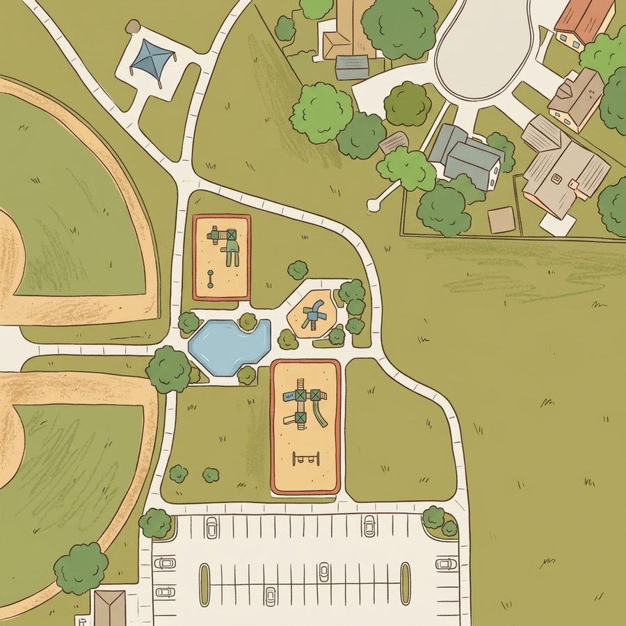 Illustrated map of Carroll Butts Park