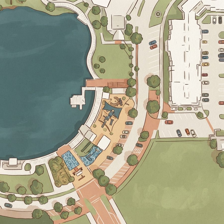Illustrated map of Center Lake Park