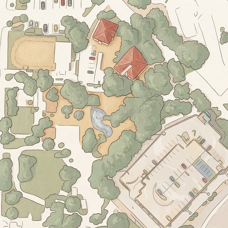 Illustrated map of Central Games Plaza
