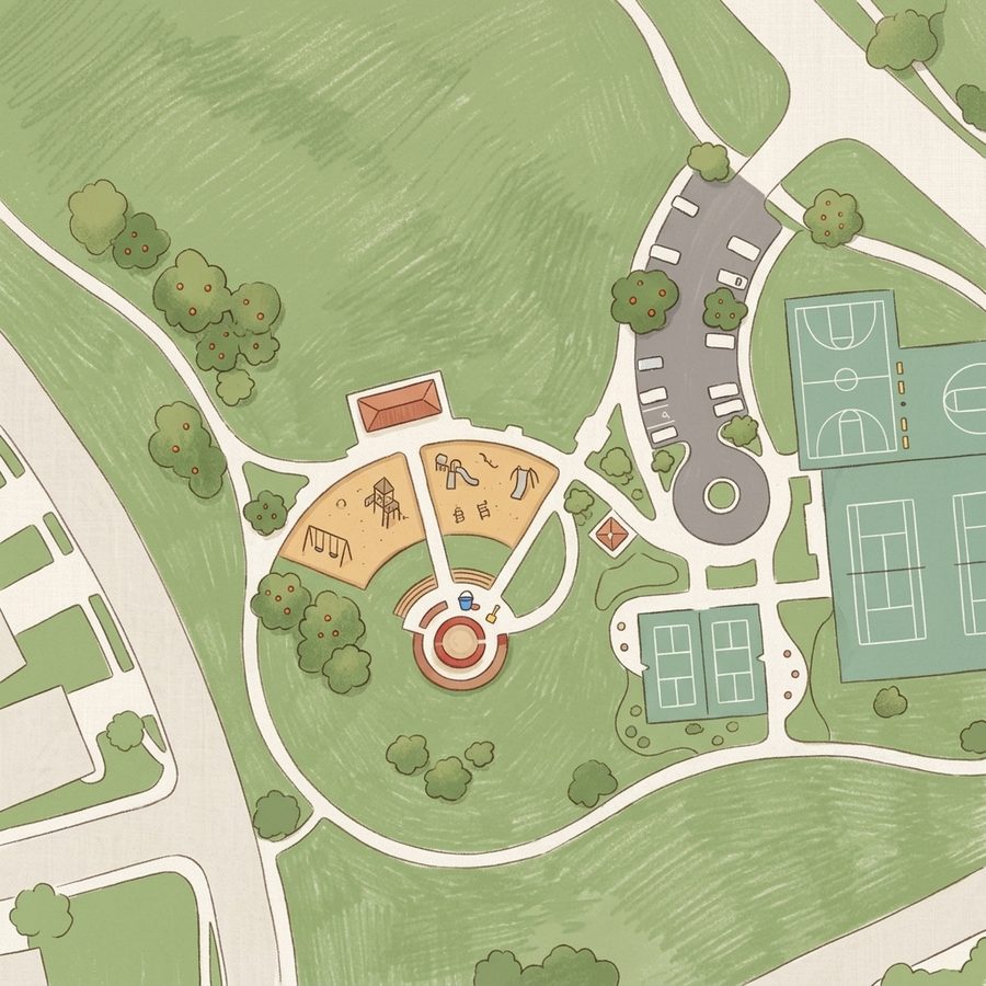 Illustrated map of Central Park at the Farm