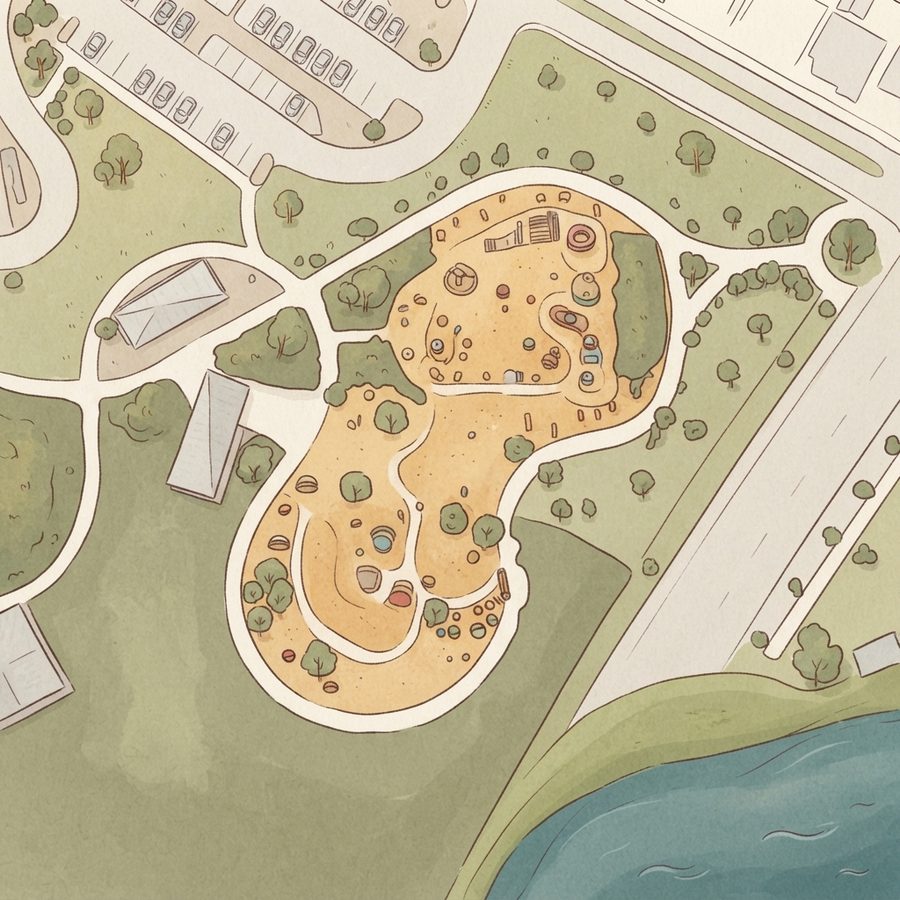 Illustrated map of Central Park Pickleball Courts