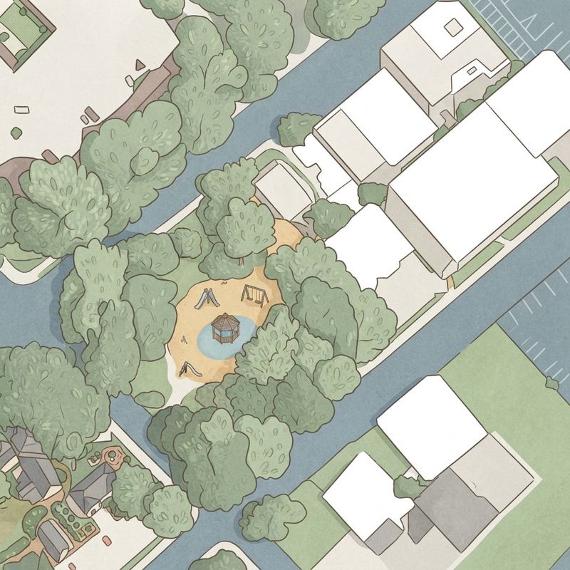 Illustrated map of Central Square Park