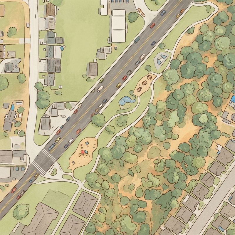 Illustrated map of Charles Lewis III Memorial Park