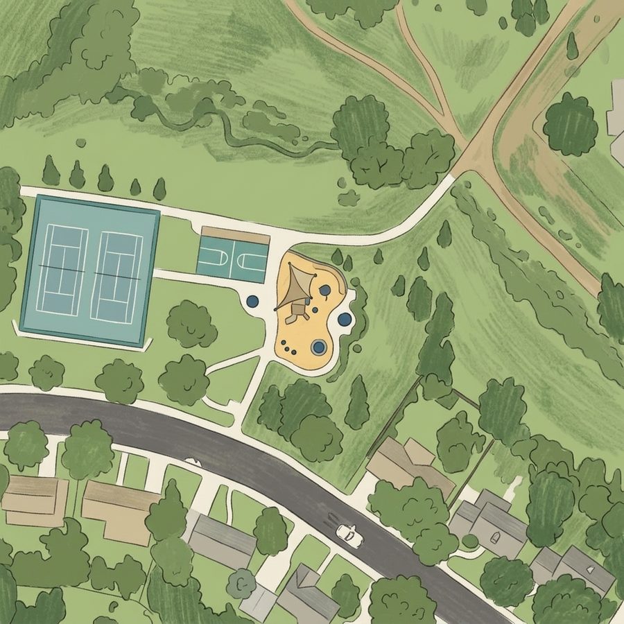 Illustrated map of Charley Emley Park