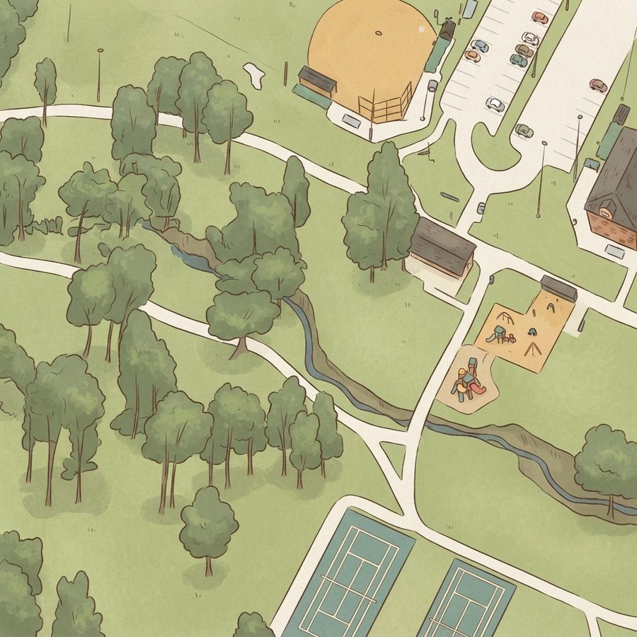 Illustrated map of Charlotte Park