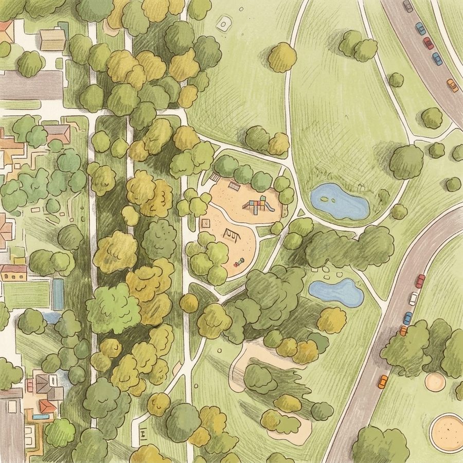Illustrated map of Cheesman Park