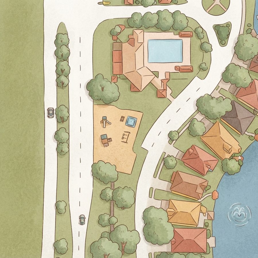Illustrated map of Chelsea harbour playground