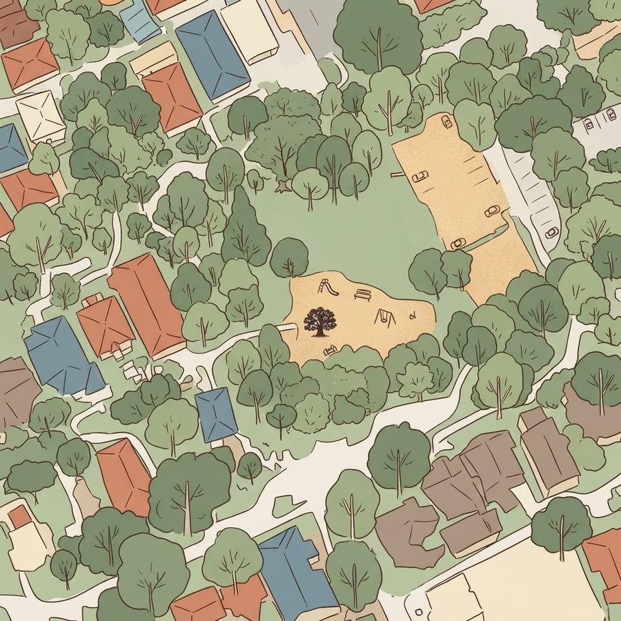 Illustrated map of Cherryhurst Park